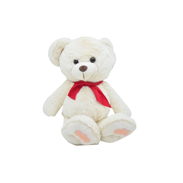 Urso Branco com laço vermelho M